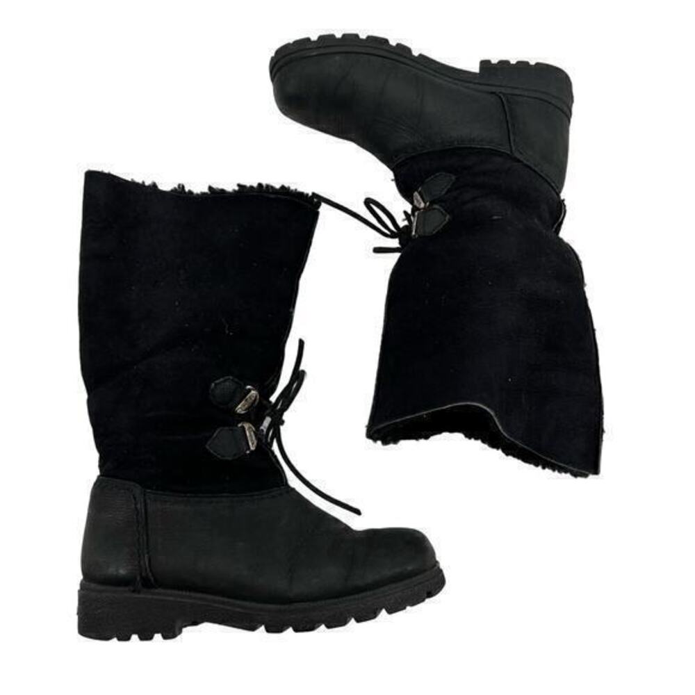 Sorel black winter boots front tie waterproof fleece interior women size 7.5